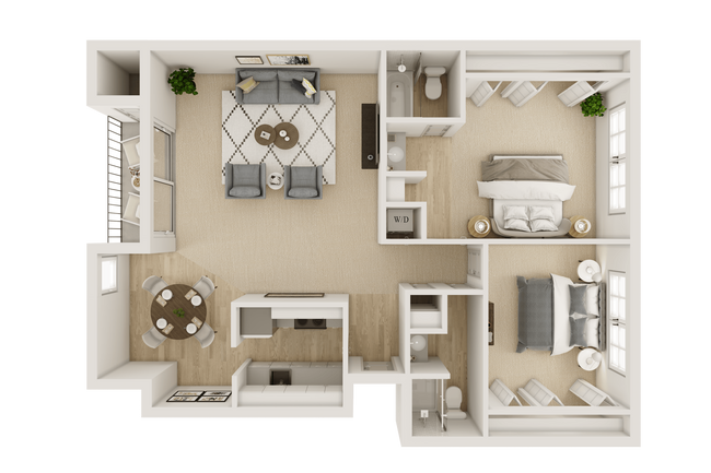 2 Bedroom, 2 Bath 112 floor plan
